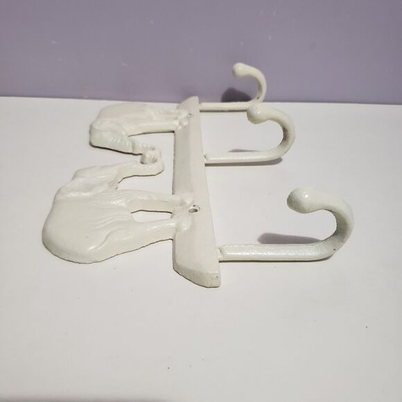 Metal Elephant Coat Key Wall Hook Hanger White Heavy Duty 10" × 6" - Picture 4 of 6